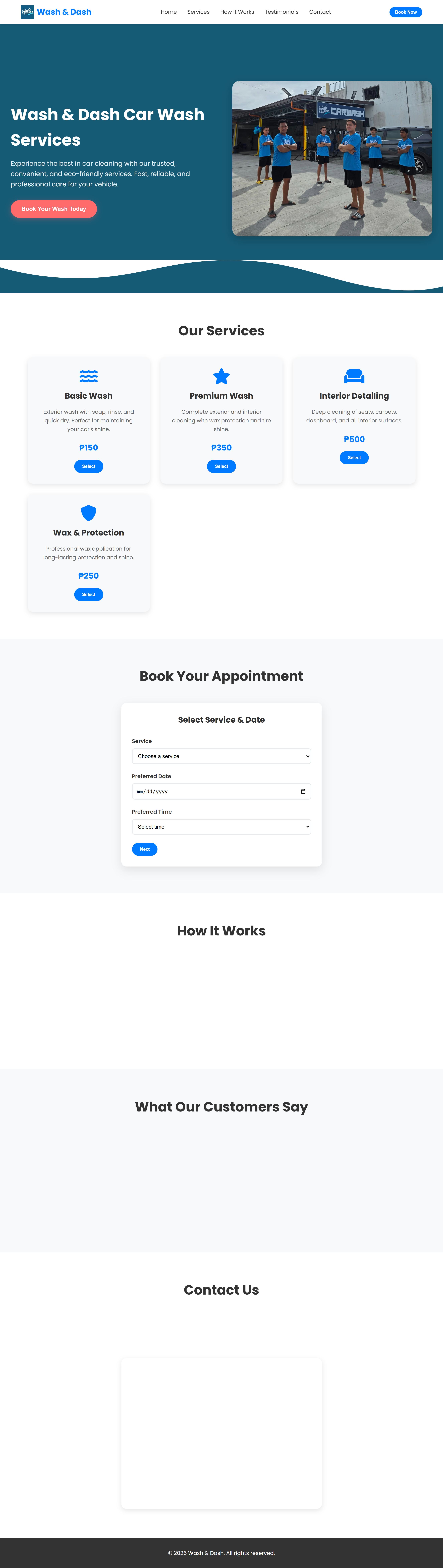 Wash & Dash Car Wash Booking